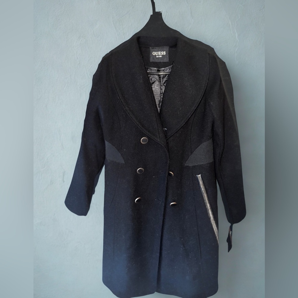Guess Women's Classic Black Pea Coat